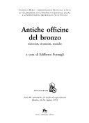 Copertina  Antiche officine del bronzo : materiali, strumenti, tecniche : atti del seminario di studi ed esperimenti, Murlo, 26-31 luglio 1991 