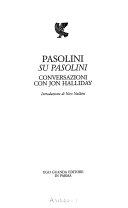 Copertina  Pasolini su Pasolini : conversazioni con Jon Halliday 