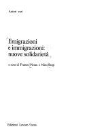 Copertina  Emigrazioni e immigrazioni: nuove solidarieta'
